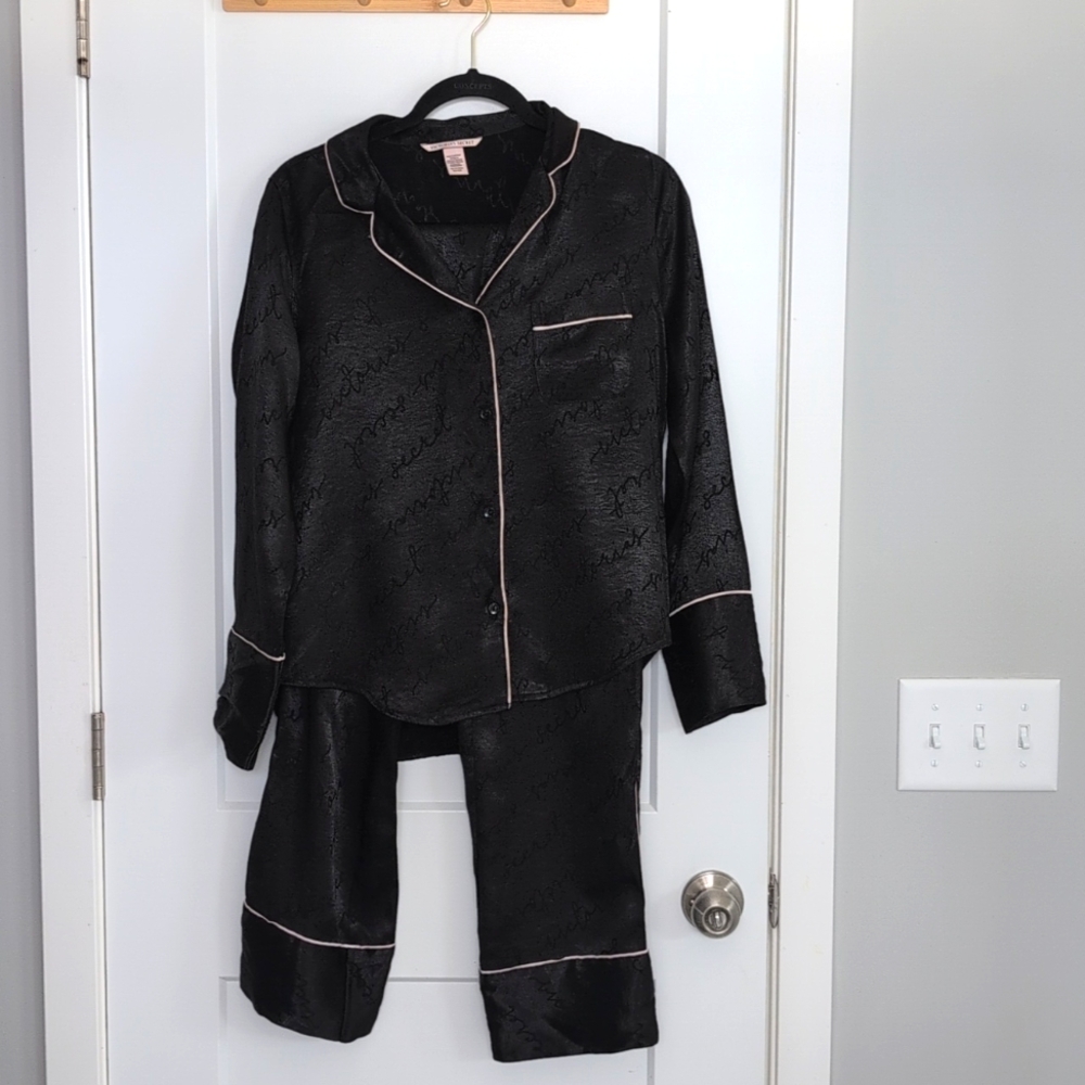 Victoria's Secret black satin feel pajama set